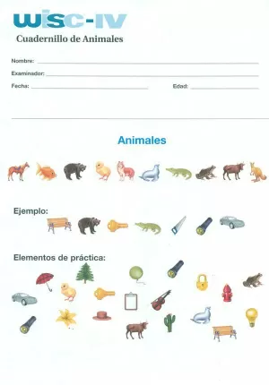 WISC-IV CUADERNILLOS ANIMALES PAQ. 25