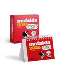 MAFALDA 2025, CALENDARIO ESCRITORIO ROJO CON CAJA